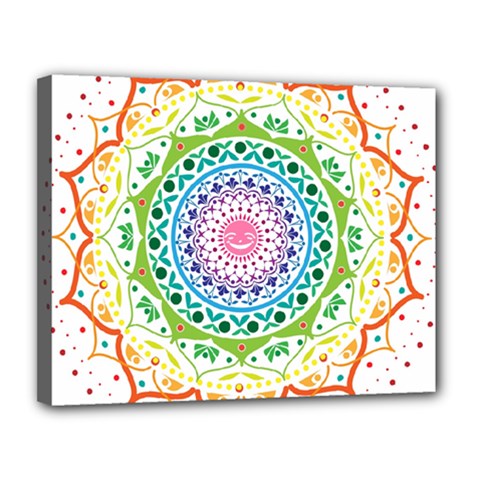 Mandala Pattern Rainbow Pride Canvas 14  X 11  (stretched) by Ravend