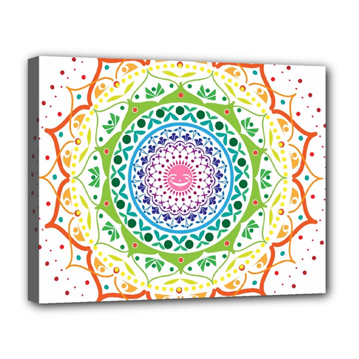 Mandala Pattern Rainbow Pride Canvas 14  x 11  (Stretched)