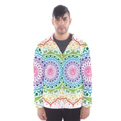 Mandala Pattern Rainbow Pride Men s Hooded Windbreaker by Ravend