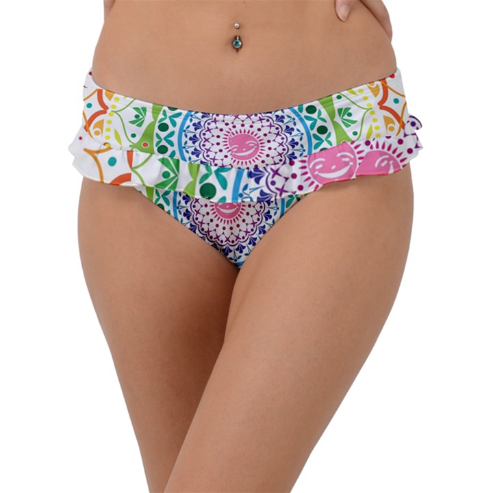 Mandala Pattern Rainbow Pride Frill Bikini Bottoms