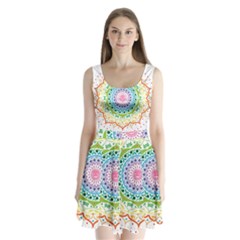 Mandala Pattern Rainbow Pride Split Back Mini Dress  by Ravend