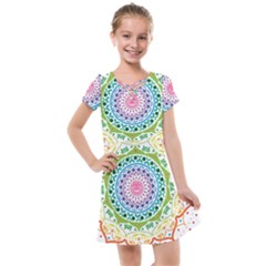 Mandala Pattern Rainbow Pride Kids  Cross Web Dress by Ravend