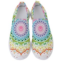 Mandala Pattern Rainbow Pride Men s Slip On Sneakers by Ravend