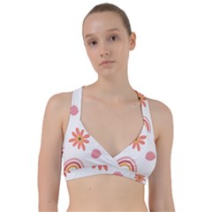 Seamless Pattern Flowers Rainbow Sweetheart Sports Bra by Ravend