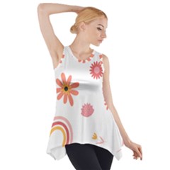 Seamless Pattern Flowers Rainbow Side Drop Tank Tunic by Ravend