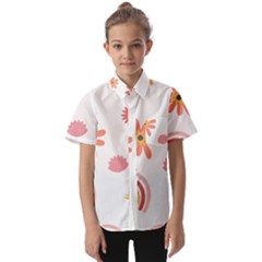 Seamless Pattern Flowers Rainbow Kids  Short Sleeve Shirt by Ravend