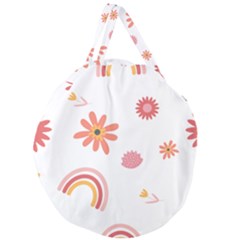 Seamless Pattern Flowers Rainbow Giant Round Zipper Tote by Ravend