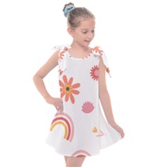 Seamless Pattern Flowers Rainbow Kids  Tie Up Tunic Dress by Ravend