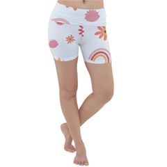 Seamless Pattern Flowers Rainbow Lightweight Velour Yoga Shorts by Ravend