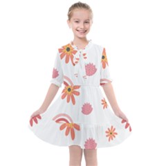 Seamless Pattern Flowers Rainbow Kids  All Frills Chiffon Dress by Ravend