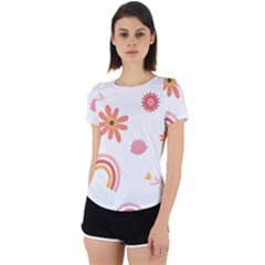 Seamless Pattern Flowers Rainbow Back Cut Out Sport T-shirt by Ravend