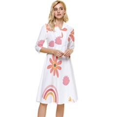 Seamless Pattern Flowers Rainbow Classy Knee Length Dress by Ravend