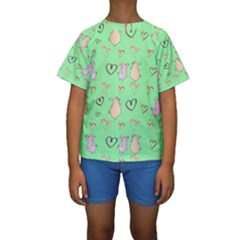 Pig Heart Digital Kids  Short Sleeve Swimwear by Ravend