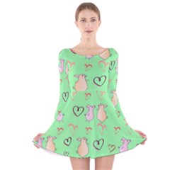 Pig Heart Digital Long Sleeve Velvet Skater Dress by Ravend