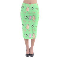 Pig Heart Digital Midi Pencil Skirt by Ravend