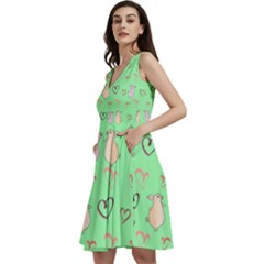 Pig Heart Digital Sleeveless V-neck Skater Dress With Pockets