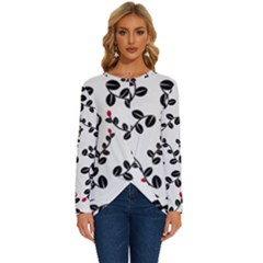 Pattern Flower Design Background Long Sleeve Crew Neck Pullover Top by Ravend