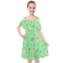 Pig Heart Digital Kids  Cut Out Shoulders Chiffon Dress by Ravend