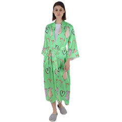 Pig Heart Digital Maxi Satin Kimono by Ravend