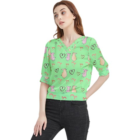 Pig Heart Digital Quarter Sleeve Blouse by Ravend