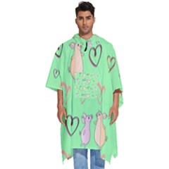 Pig Heart Digital Men s Hooded Rain Ponchos by Ravend