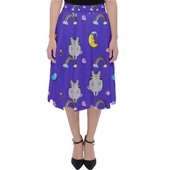 Cat Texture Pattern Seamless Rainbow Classic Midi Skirt by Ravend