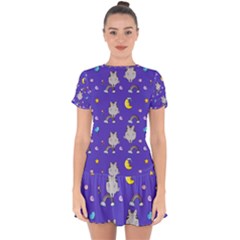 Cat Texture Pattern Seamless Rainbow Drop Hem Mini Chiffon Dress by Ravend