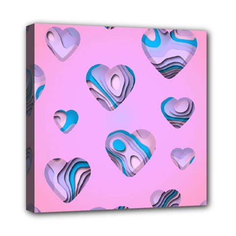 Hearts Pattern Love Background Mini Canvas 8  X 8  (stretched) by Ravend