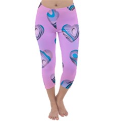 Hearts Pattern Love Background Capri Winter Leggings  by Ravend