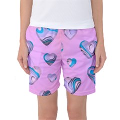 Hearts Pattern Love Background Women s Basketball Shorts by Ravend