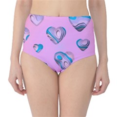 Hearts Pattern Love Background Classic High-waist Bikini Bottoms by Ravend