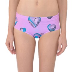 Hearts Pattern Love Background Mid-waist Bikini Bottoms by Ravend