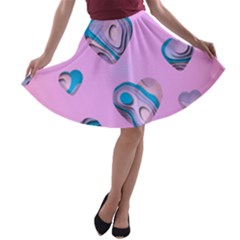 Hearts Pattern Love Background A-line Skater Skirt by Ravend