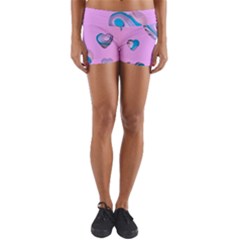 Hearts Pattern Love Background Yoga Shorts by Ravend