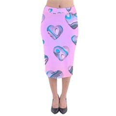 Hearts Pattern Love Background Velvet Midi Pencil Skirt by Ravend