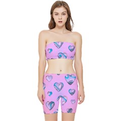 Hearts Pattern Love Background Stretch Shorts And Tube Top Set by Ravend