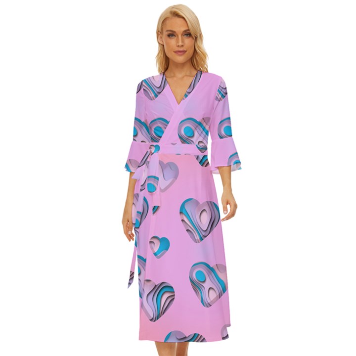 Hearts Pattern Love Background Midsummer Wrap Dress