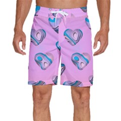 Hearts Pattern Love Background Men s Beach Shorts by Ravend