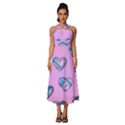 Hearts Pattern Love Background Sleeveless Cross Front Cocktail Midi Chiffon Dress View1