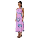 Hearts Pattern Love Background Sleeveless Cross Front Cocktail Midi Chiffon Dress View2