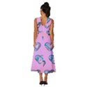 Hearts Pattern Love Background Sleeveless Cross Front Cocktail Midi Chiffon Dress View4