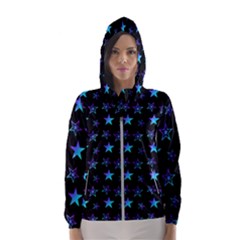 Background Stars Seamless Wallpaper Women s Hooded Windbreaker by Ravend