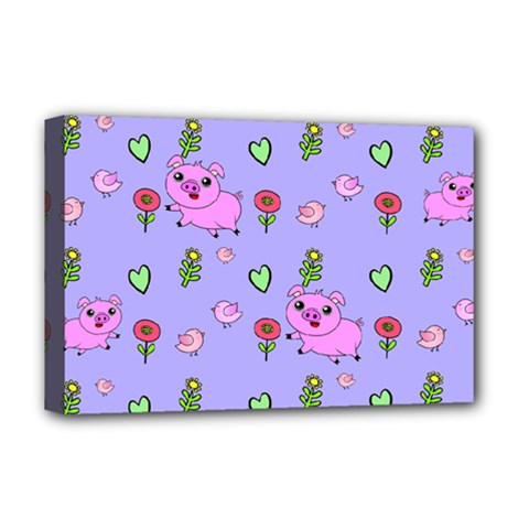 Flower Pink Pig Piggy Seamless Deluxe Canvas 18  X 12  (stretched) by Ravend