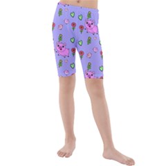 Flower Pink Pig Piggy Seamless Kids  Mid Length Swim Shorts by Ravend