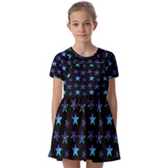 Background Stars Seamless Wallpaper Kids  Short Sleeve Pinafore Style Dress