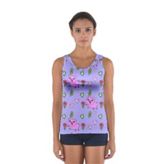 Flower Pink Pig Piggy Seamless Sport Tank Top  by Ravend