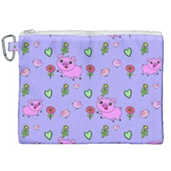 Flower Pink Pig Piggy Seamless Canvas Cosmetic Bag (xxl) by Ravend