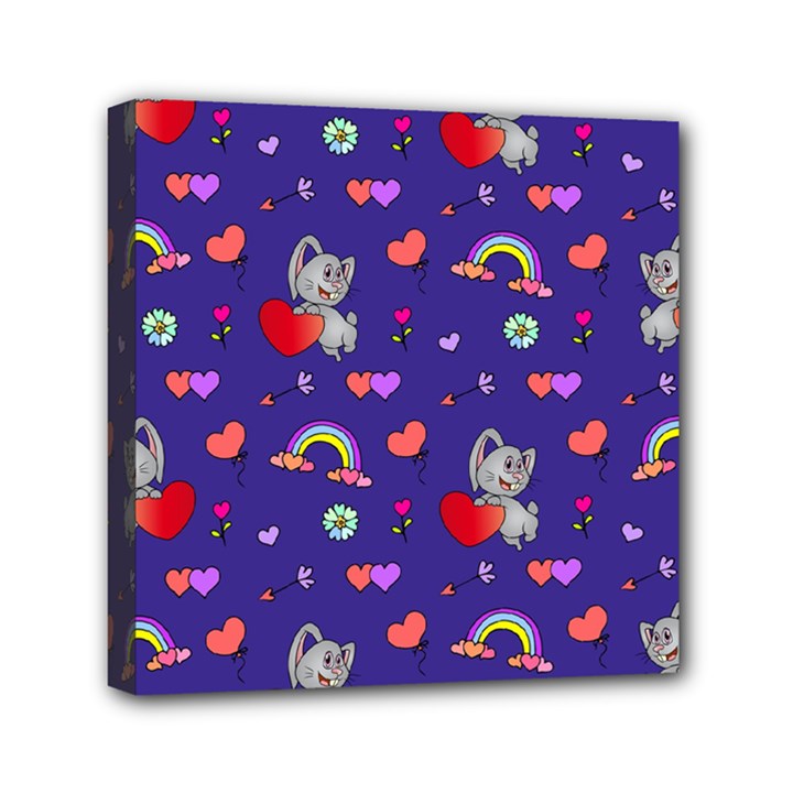 Rabbit Hearts Texture Seamless Pattern Mini Canvas 6  x 6  (Stretched)