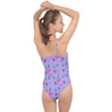 Flower Pink Pig Piggy Seamless Classic One Shoulder Swimsuit View2