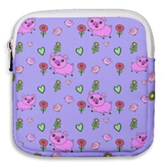 Flower Pink Pig Piggy Seamless Mini Square Pouch by Ravend